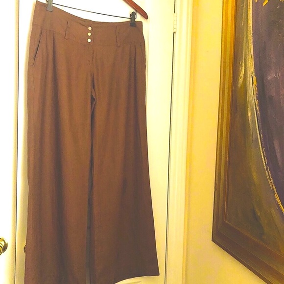 VACATION PANTS.100% linen European pants with wide pant legs. Great fit &quality - Picture 2 of 6